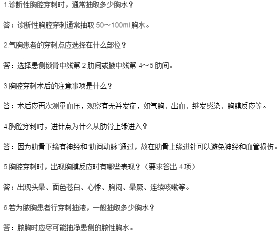 2019年临床医师实践技能第二站考点：胸腔穿刺术